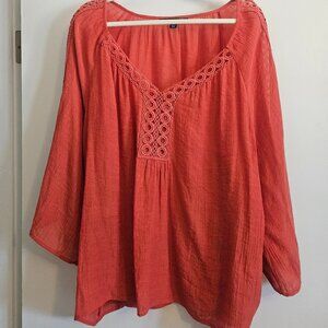 Zac & Rachel Woman 2X Orange Flowy Embellished Top